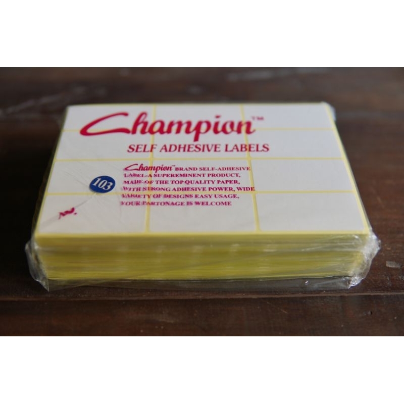 

label champion ASLI isi 7 lbr termurah 1 pk ( 25 plastik )
