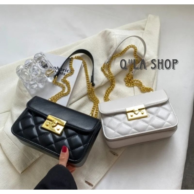 TAS SELEMPANG CEWEK,TAS WANITA METALLIC PUSHLOCK BAG,SLING BAG MINI TERBARU