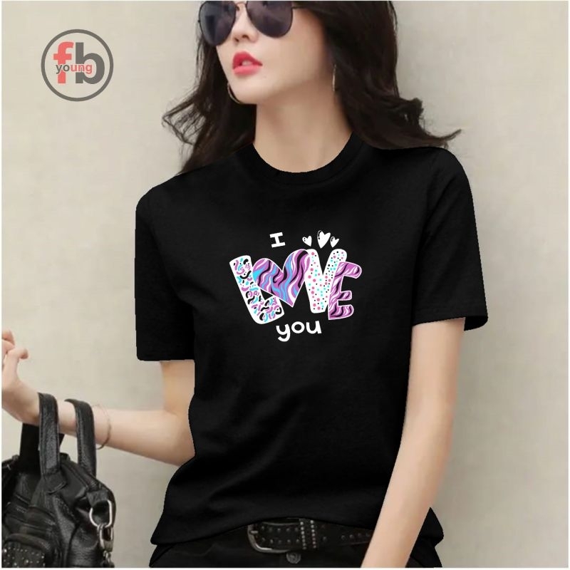 fbyoung kaos atasan wanita/t-shirt kaos spandex lengan pendek