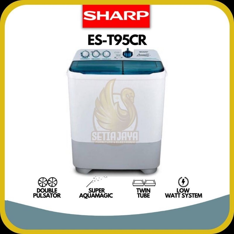SHARP Mesin Cuci 2 Tabung 9 KG - (ES-T95CR)
