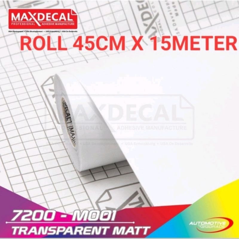 ROLL Sticker Maxdecal 7200 M001 Transparant Clear Matt Doff 45cm×15m ROLL