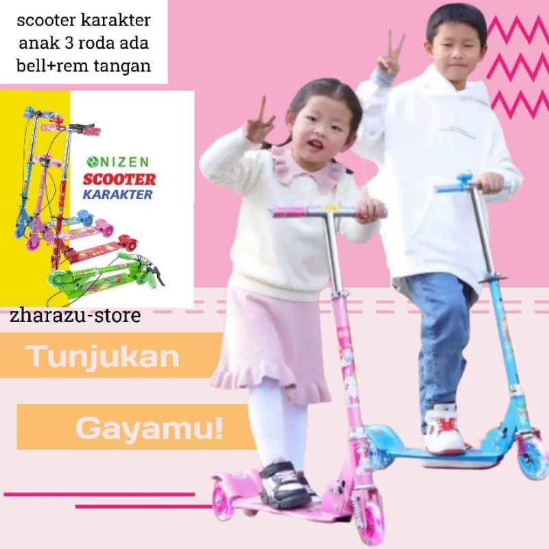 scooter anak karakter besi 3 roda Zharazu-store