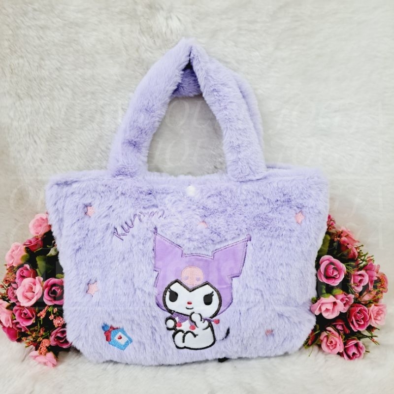 Tas Tenteng Kuromi Bordir Ungu Tas Kuromi Bulu Kotak Tas Kuromi