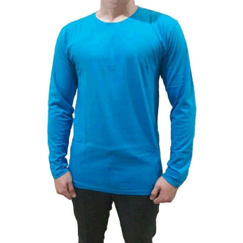 kaos lengan panjang dewasa polos pria  size m l xl warna hitam putih nevy maron misty kubus