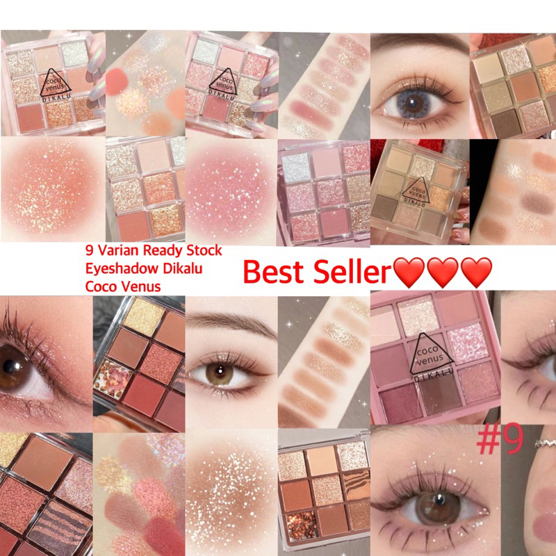 GRATIS ONGKIR LENGKAP 12 MACAM VARIAN {instant COD Medan Termurah}Eyeshadow DIKALU COCO VENUS Korean Eyeshadow Palette Murah Palet 9 Warna Waterproof Glitter Matte