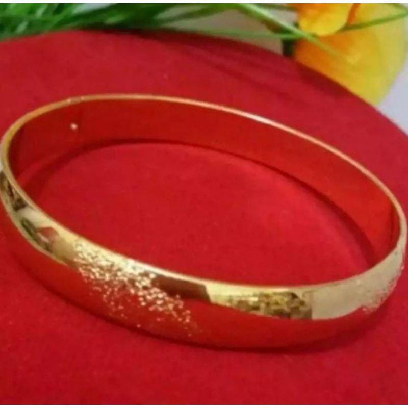 gelang tangan titanium motif keroncong pasir gold fashion wanita modern anti luntur dan karat