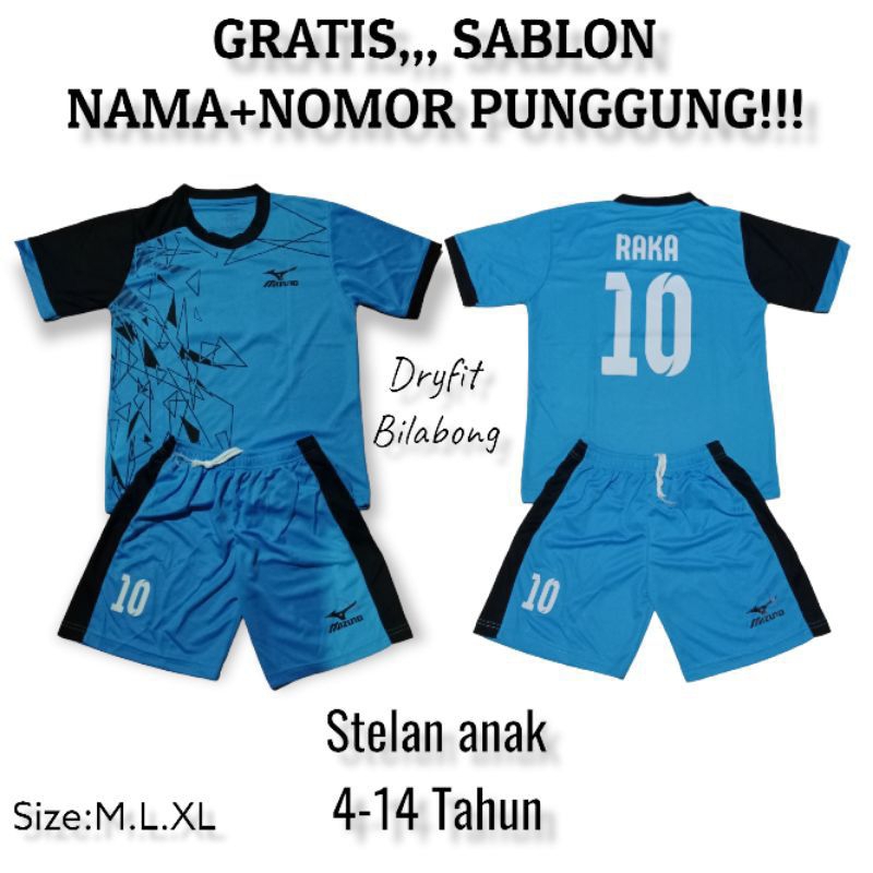 Gratis sablon nama dan nomor punggung baju bola ,futsal dan badminton anak usia 4 sampai 14 tahun