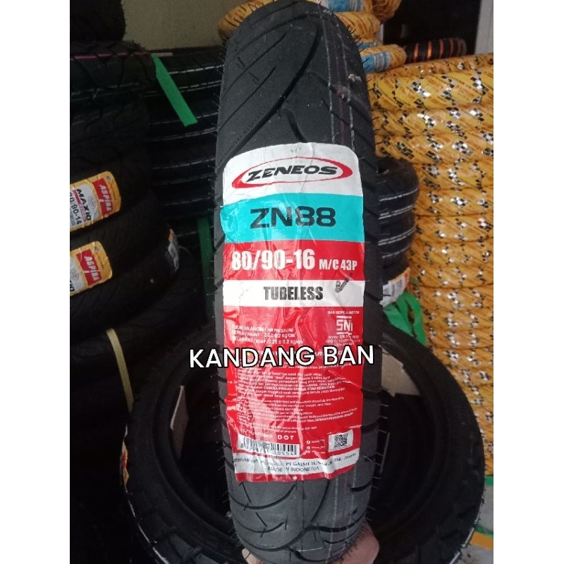 BAN TUBLES ZENEOS ZN88  80/90-16 BAN BARU, FREE PENTIL