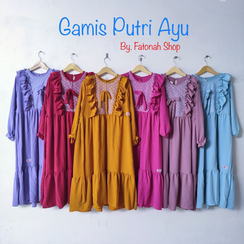 Gamis Anak 2 3 4 7 8 9 10 Tahun Anak Cewek Perempuan Tanggung Crinkle Pita Tali Terbaru Kekinian Viral muslimah gamis crinkle kringkel brokat fatonah shop (Gamis Putri Ayu )