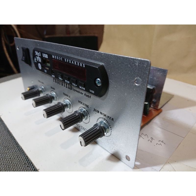 kit amplifier speaker aktif stereo subwoofer plus MP3 bluetooth panel besi