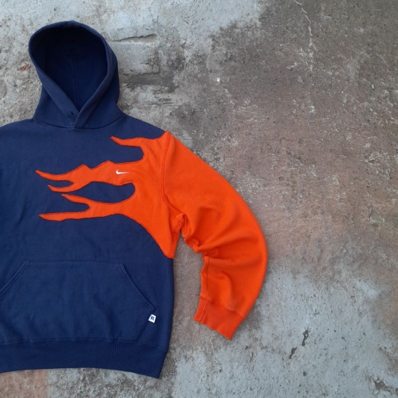Reworked Nike Orange Flame Hoodie