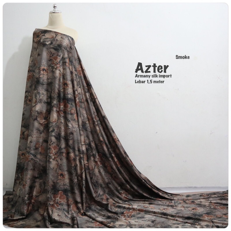 Kain armani silk brown import | aramny silk import | kain mewah | kain motif abstrak