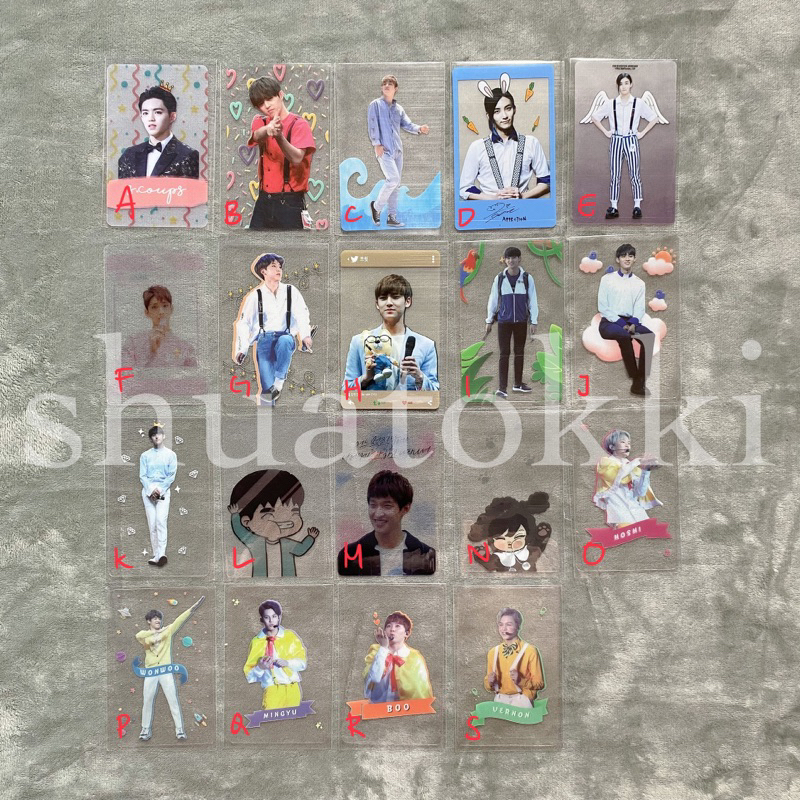 SEVENTEEN FANMERCH FANSITE TRANSPARENT PHOTOCARD SCOUPS JEONGHAN JOSHUA MINGYU DK DOKYEOM HOSHI WONW