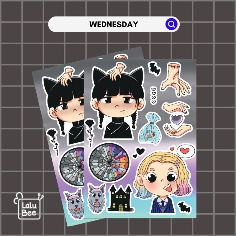 

wednesday addams sticker sheet vinyl matte A6