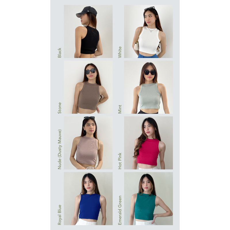 Bella Racer Top —— Ocha Wear  Ribbed Knit Premium | Atasan Kaos Crop Wanita | Tank top Camisole Murah Berkualitas