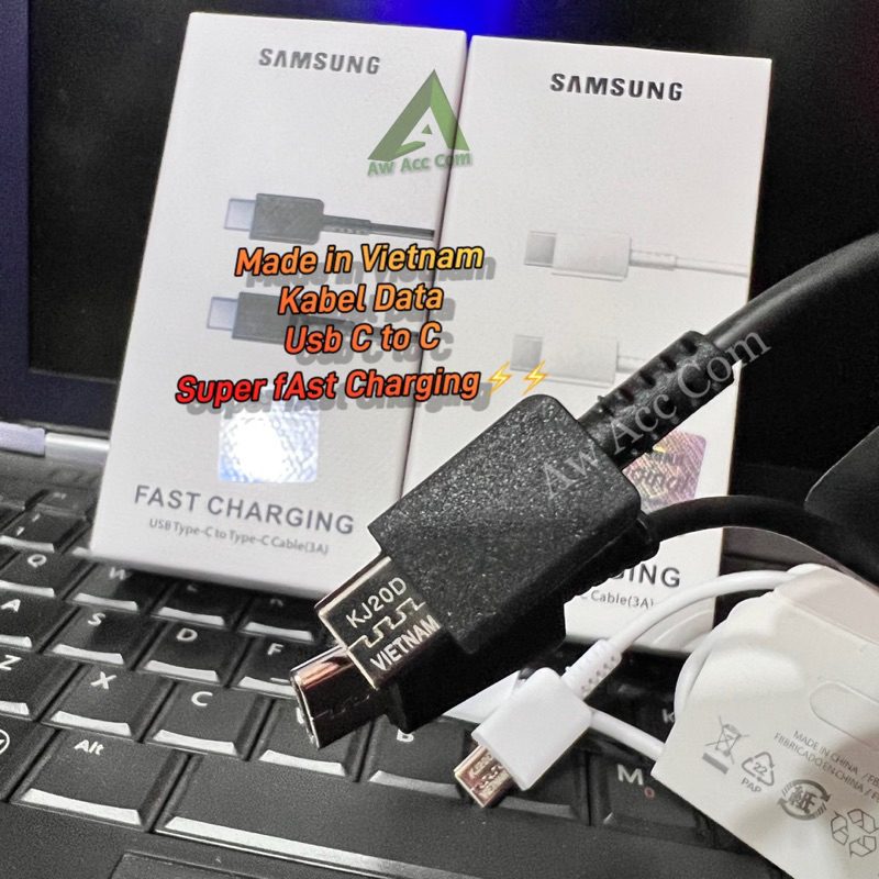 Kabel Data Samsung Type C to Type C Super Fast Charger 25W 45W Samsung M51 M52 M53 A33 A53 M23 M33 A71 A72 A73 A52 M62 S20 S21 FE (C to C)