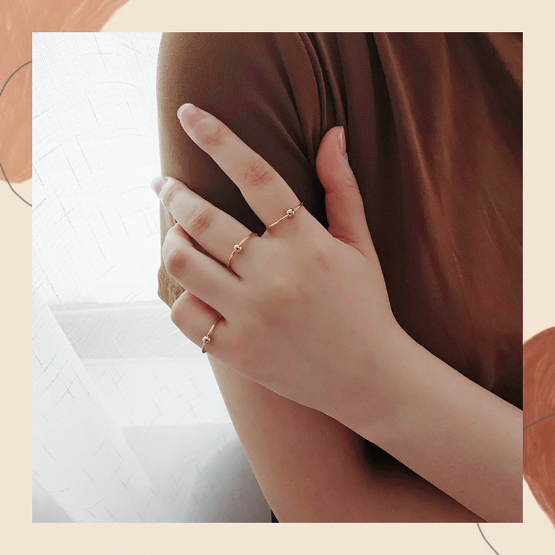 Cincin Titanium Premium Import Simple Bola Korea ball Rosegold Anti Karat Anti Hitam Aksesoris Fashi