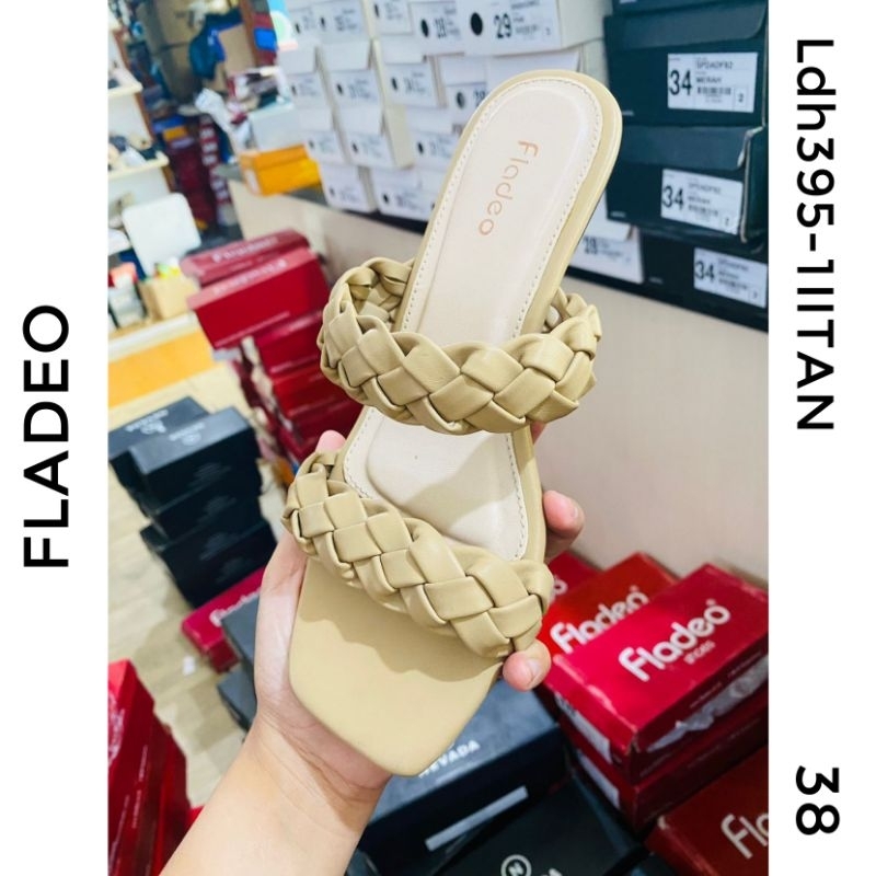 Sandal Flat kepang tan wht (395-1)