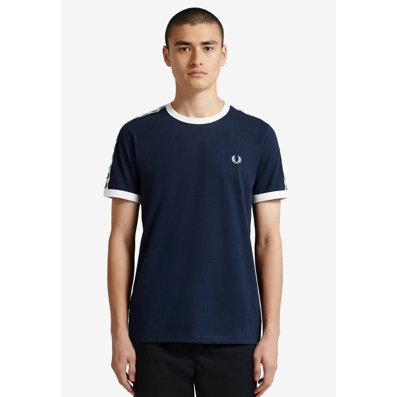 Fred Perry Ringer Taped Tshirt In Navy