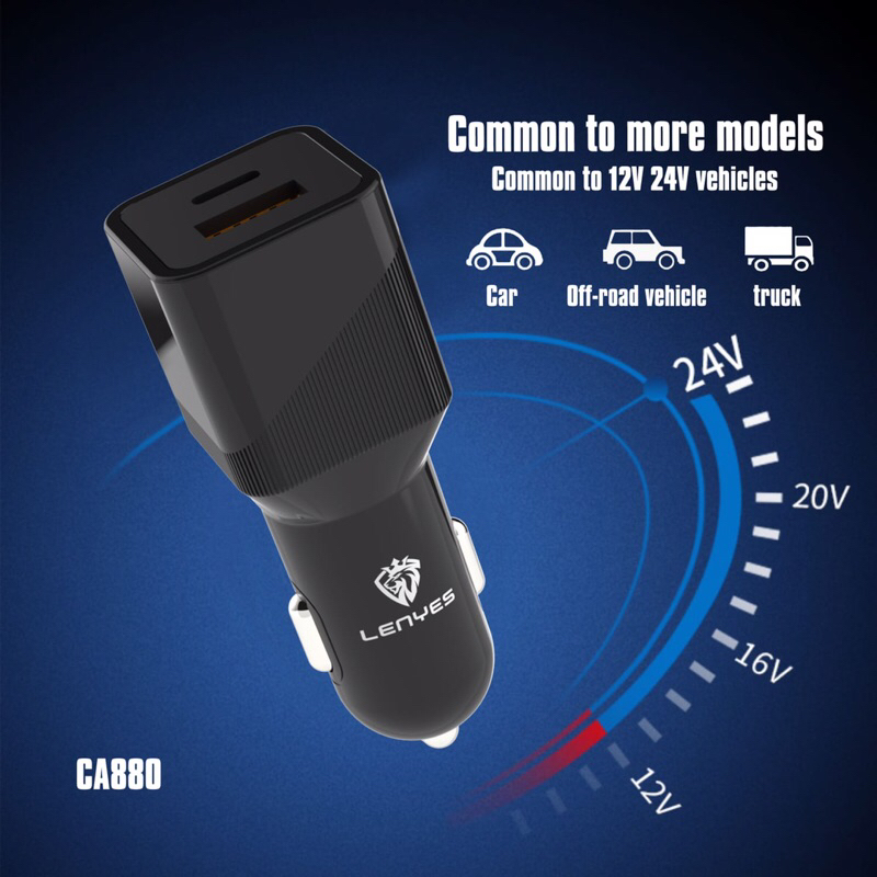 Batok Saver Mobil Lenyes CA-880 Car Charger 38w + Type C Usb