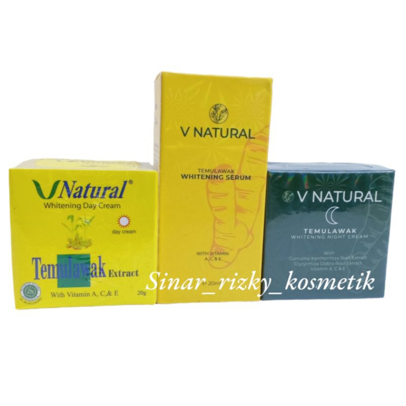 Paket Cream V Natural Temulawak 3in1 - Cream Siang Malam &amp; Serum