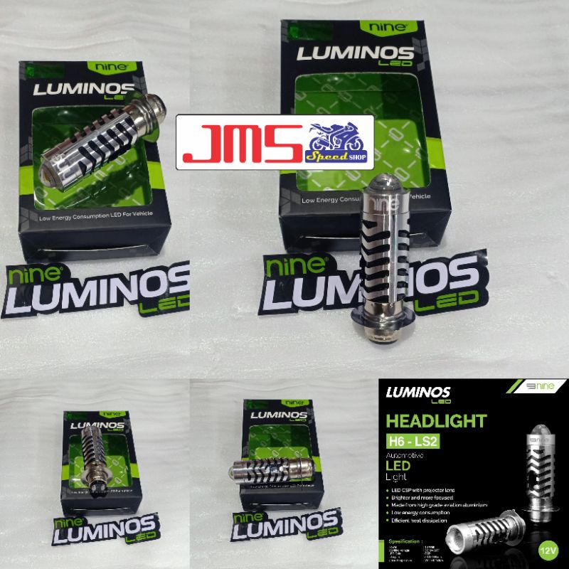 lampu bohlam LED depan utama 9nine luminos led original LS2 h6 kaki 1 hi low acdc putih dan kuning plus senja biru untuk semua motor matic dan bebek mio beat vario vega jupiter z mx satria tu soul gt revo fit