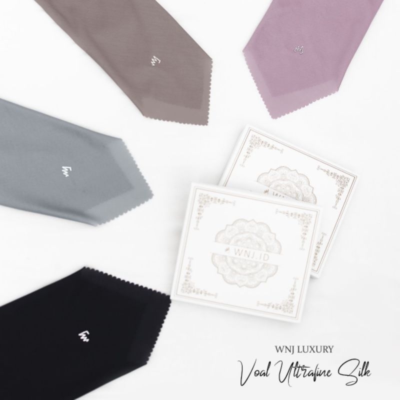 Voal Ultrafine Silk Luxury Ied Series 2023 By WNJ  Wanoja Hijab Ukuran 115x115cm Kerudug Segi Empat 