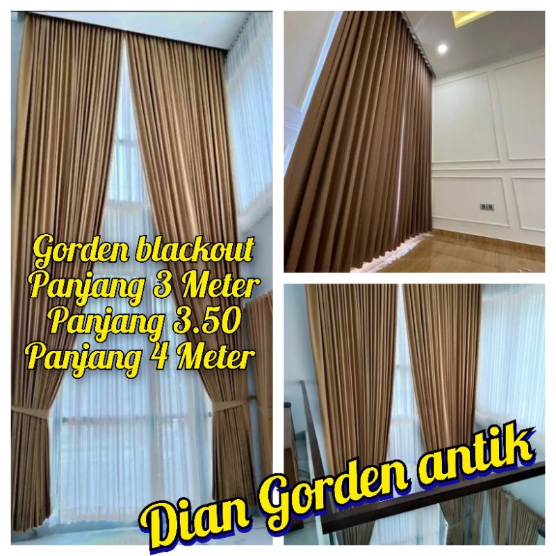 Gorden Blackout Panjang 4 Meter Hordeng Tinggi 3 Meter Tirai Jendela Korden Pintu Kamar Ruang Tamu