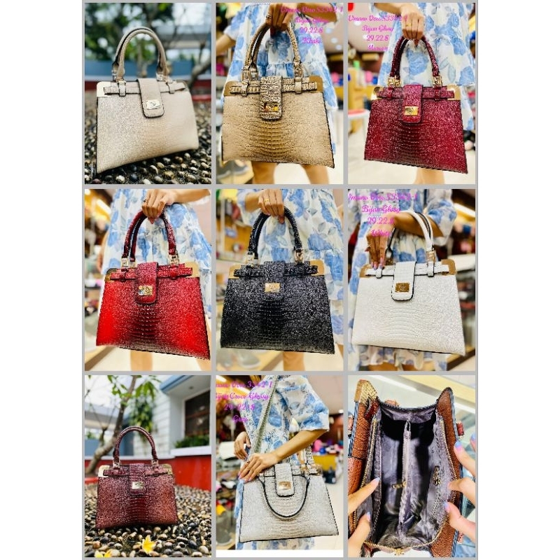 UMANO VERO Bijan Bahan Croco Glosy Ada Tali Panjang Kode 3342-1