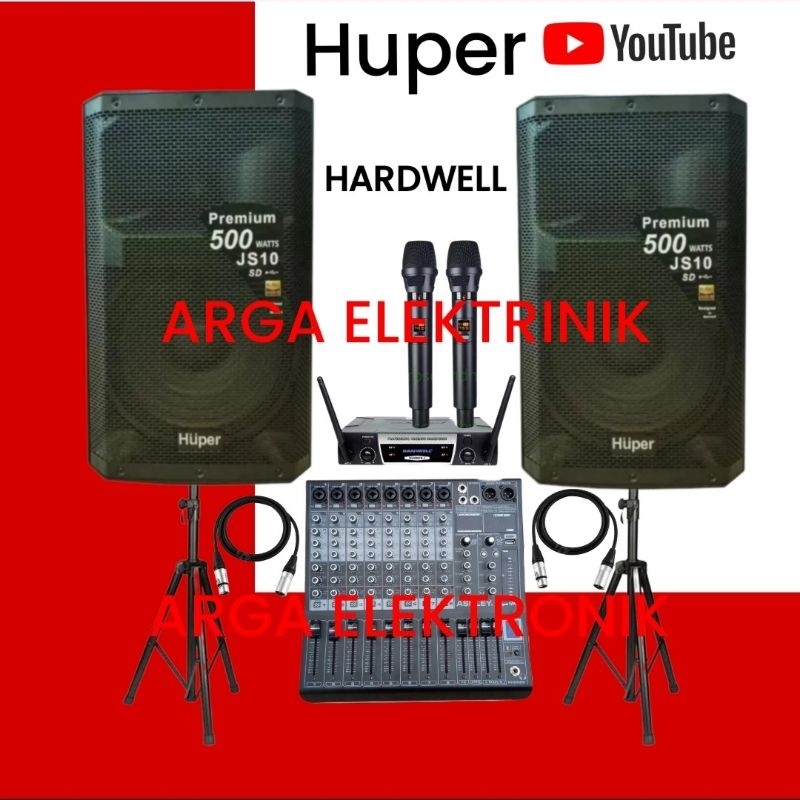 paket speaker huper js10 huper aktif mixer ashley original