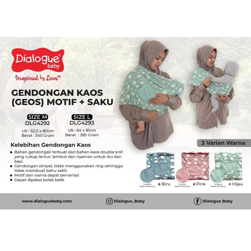 Gendongan kaos dialogue saku/ geos instan knitting sling