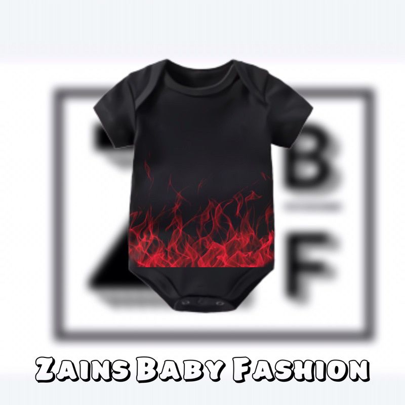 Kaos baju bayi Api Flame Burn jumper baby kids pendek tulisan usia 0 1 2 3 4 5 6 7 8 9 10 11 12 bula