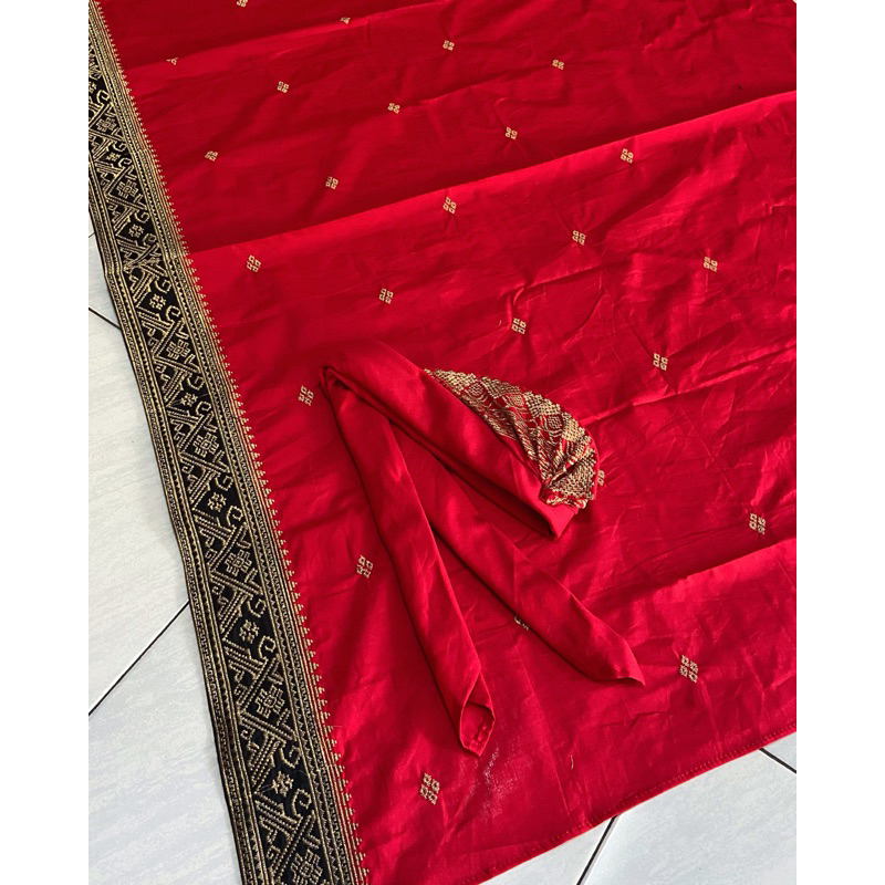 Saput Udeng Semi Songket Merah (Pande)