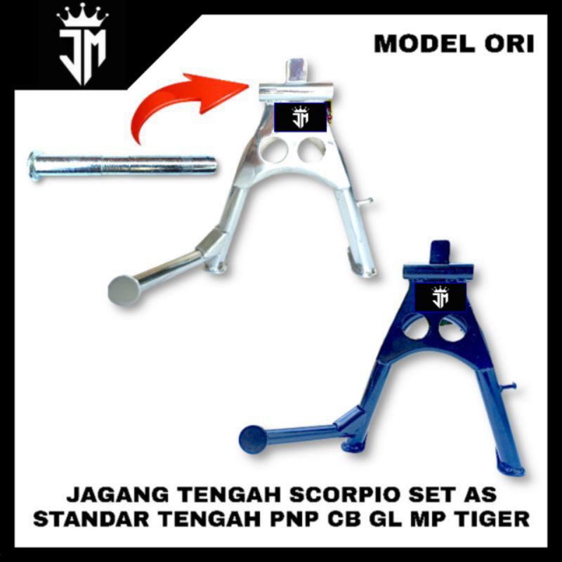 STANDAR TENGAH JAGANG TENGAH SCORPIO CROME DAN HITAM SET AS STANDAR TENGAH PNP CB GL 100 GL 125 GL P