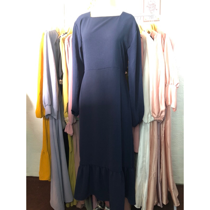 Midi Crinkle , gaun crinkle,tunik