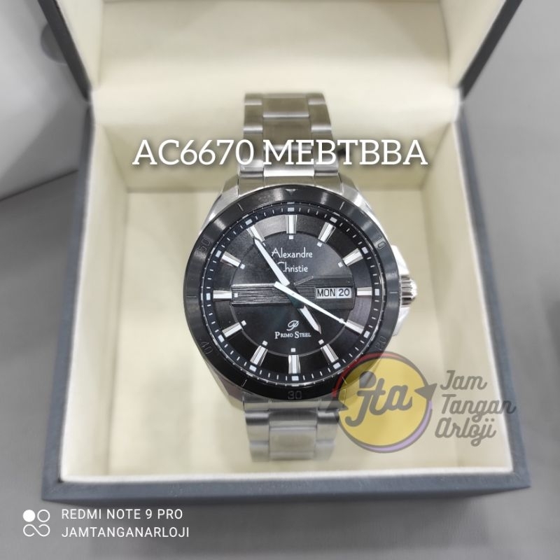 New Alexandre Christie Primo AC6670 Silver Black Jam Tangan Pria AC 6670 MEBTBBA