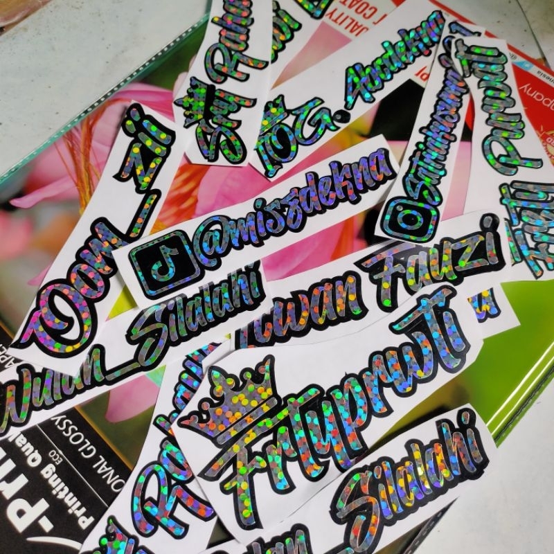 NEW!! VIRAL CETAK STIKER CUTTING MAHKOTA HOLOGRAM GLITTER| STIKER PROMO CUSTOM NAMA