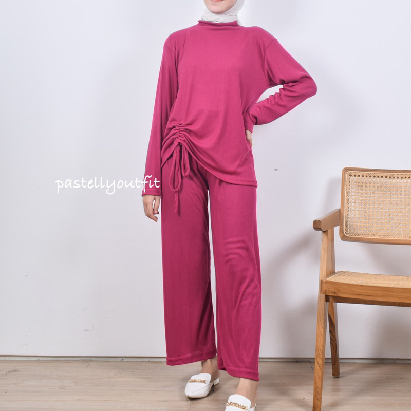 Blouse Serut Wanita Bahan Rib Pastelly