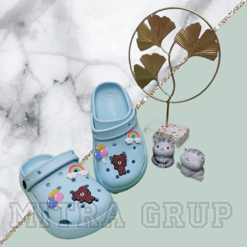 C-230B Sandal Jelly Baim Anak Perempuan Uk 24-35 / Sandal Anak Kekinian Model Baim / Sandal Crocs Anak / Sandal Anak Tali Promo Sen