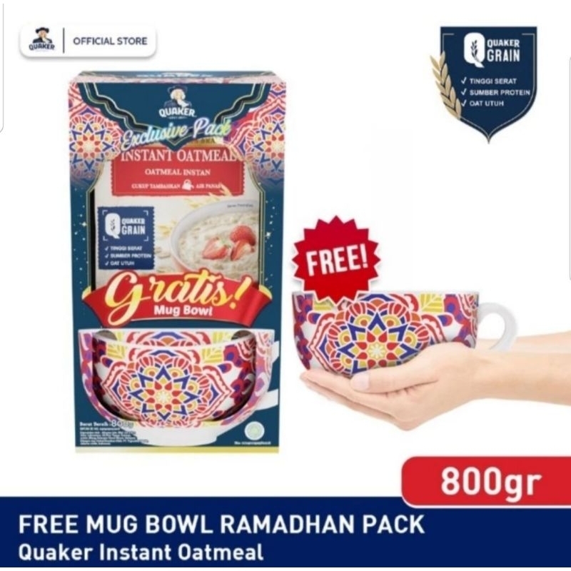 Quaker Oat Exclusive Pack 800gr - Gratis Mangkok