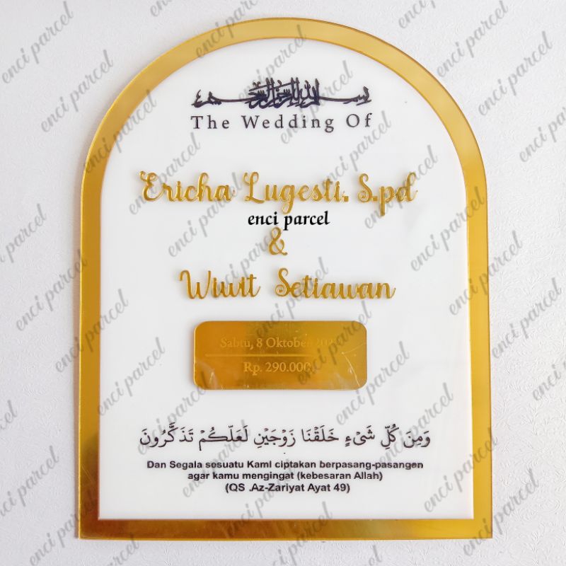 akrilik white Gold bentuk dome kubah dekorasi hiasan mahar