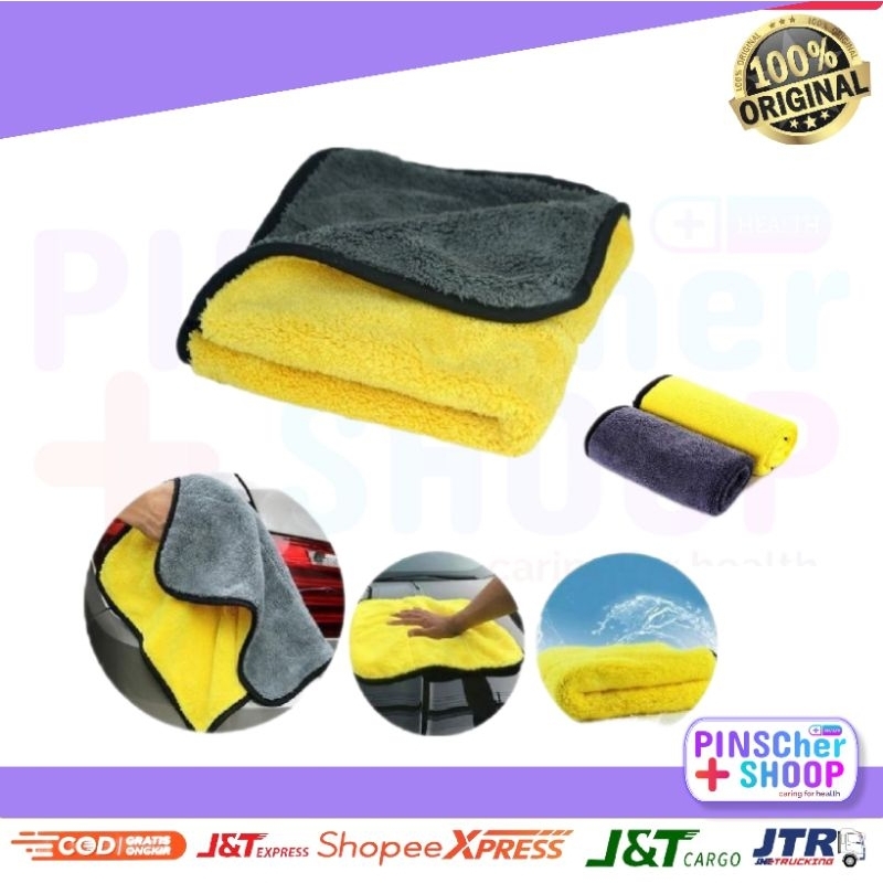 Kain Lap Microfiber 2 Sisi Tebal Kain Lap Lembut Grey Yellow