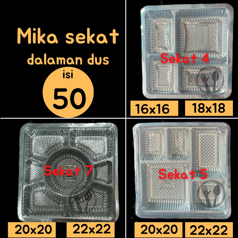 MIKA NASI SEKAT 4 SEKAT 5 MIKA BOX NASI 18X18 20X20 22X22 NASI BOX TRAY NASI KOTAK MIKA DALAMAN DUS