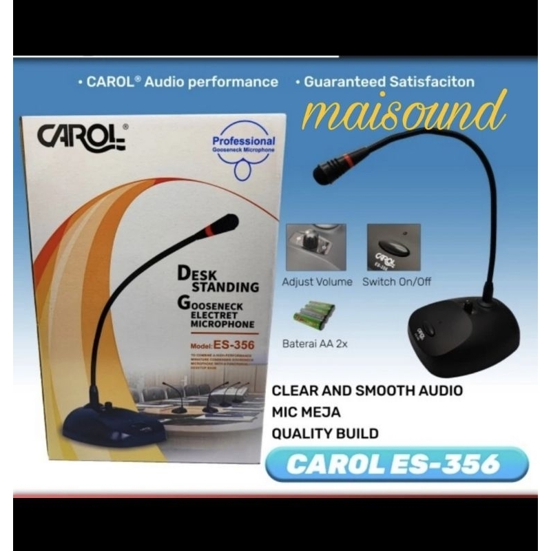 MIC PODIUM CAROL ES356 ORIGINAL MICROPHONE MEJA CAROL ES 356 KABEL