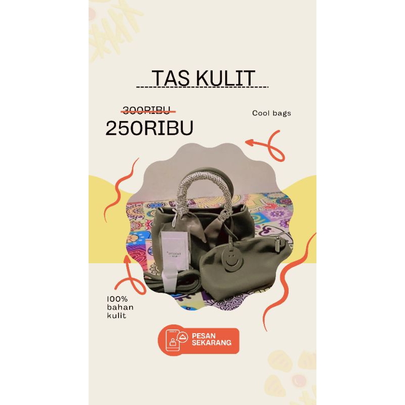 Tas Bags Cool Bahan kulit Warna Hijau Tua