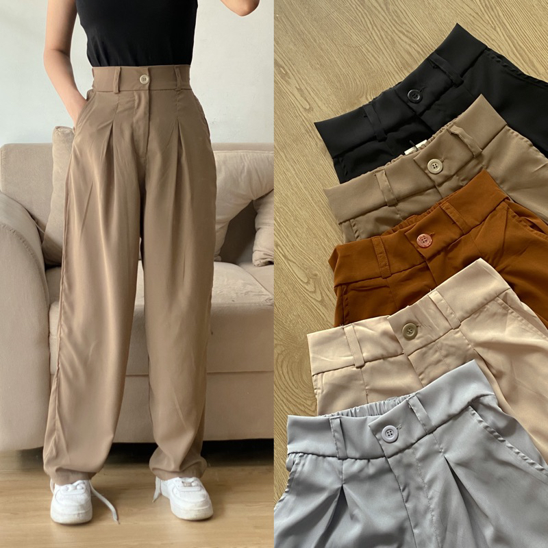 Loose Pants Trousers Wanita HighWaist HW -byToollkiss