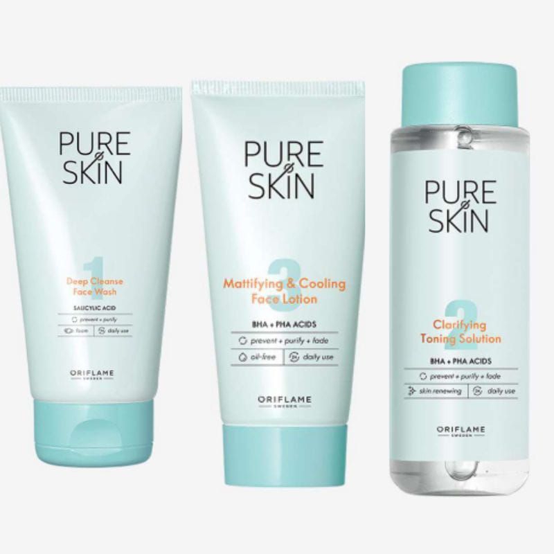 Pure Skin Deep Cleanse Face Wash/Pureskin Toning Solution/Mattefying &amp; Cooling Face Lotion/ SOS Blemish Gel