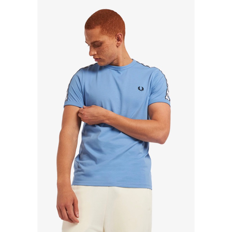 Fred Perry Ringer Taped Tshirt In Blue