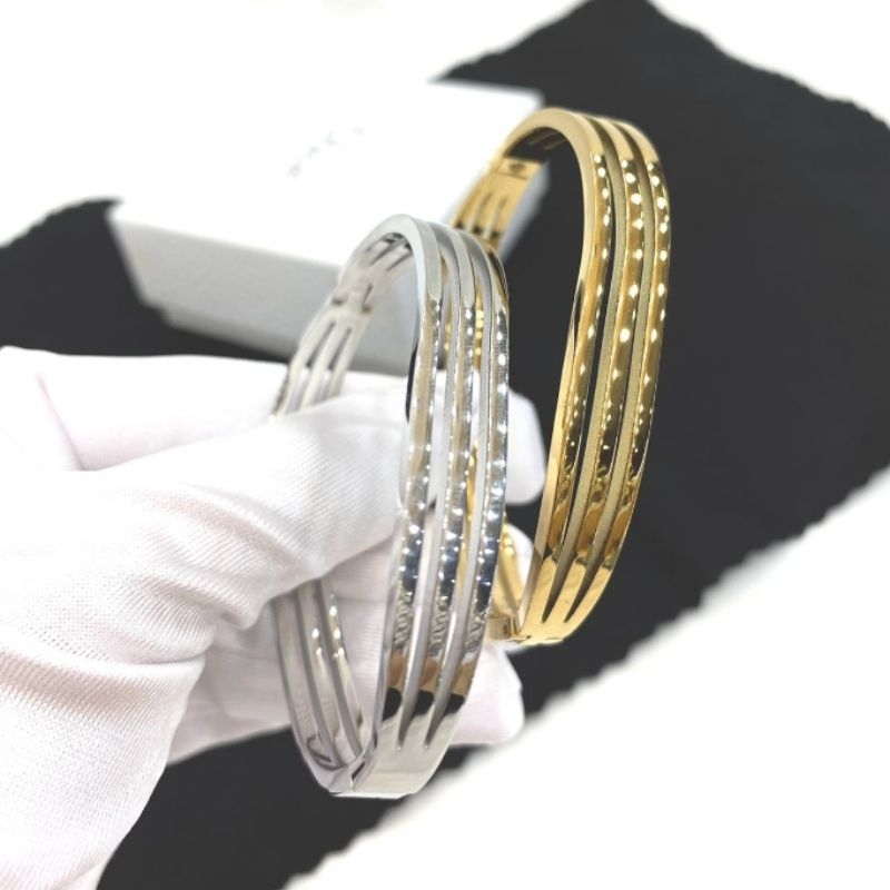 Gelang Titanium Asli Premium Quality Anti karat anti alergi Stainless steel branded band Silver G001