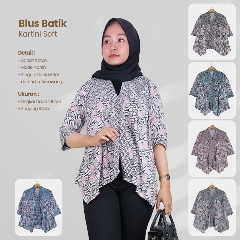 Blus Kartini Motif Batik Soft Lengan 7/8 - Naira Batik